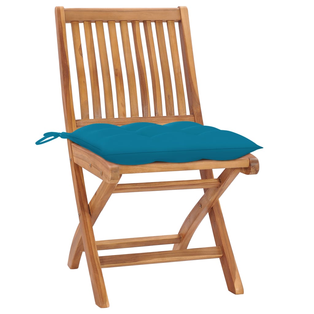 foldbare havestole 8 stk. med hynder massivt teaktræ