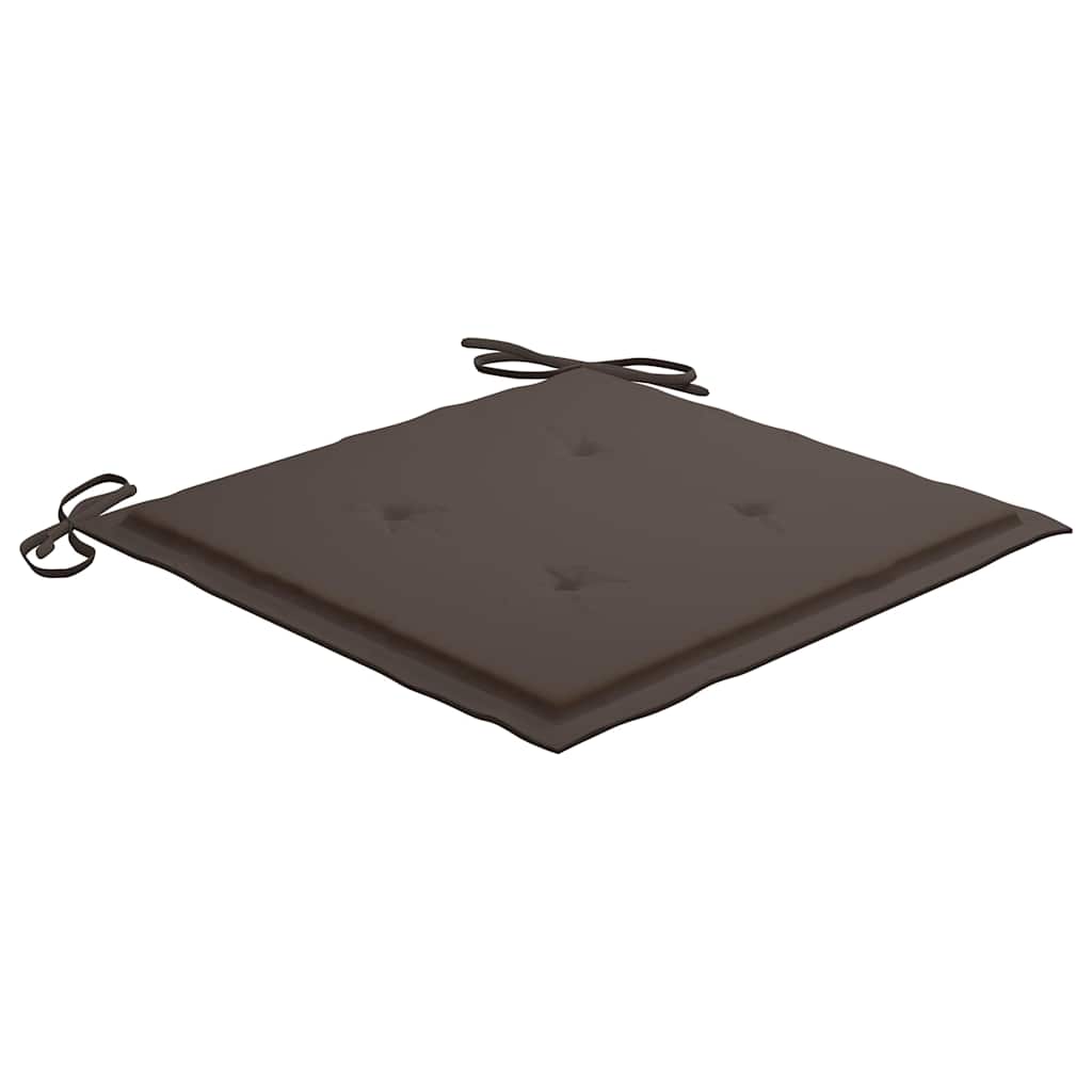 Klapstole med taupe hynder 8 stk. massivt teaktræ