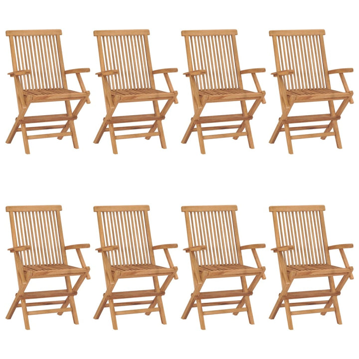havestole med antracitgrå hynder 8 stk. massivt teaktræ