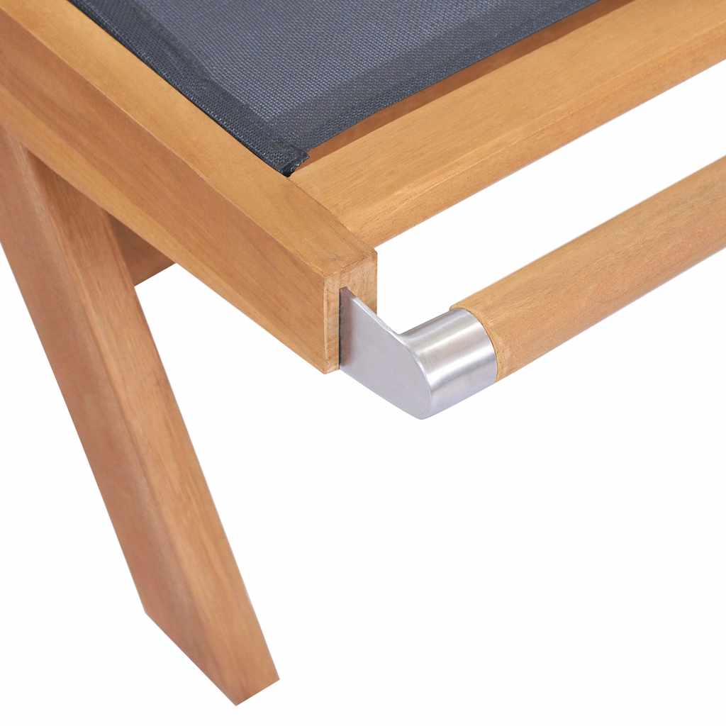 foldbare liggestole m. hjul 2 stk. massivt teaktræ og textilene