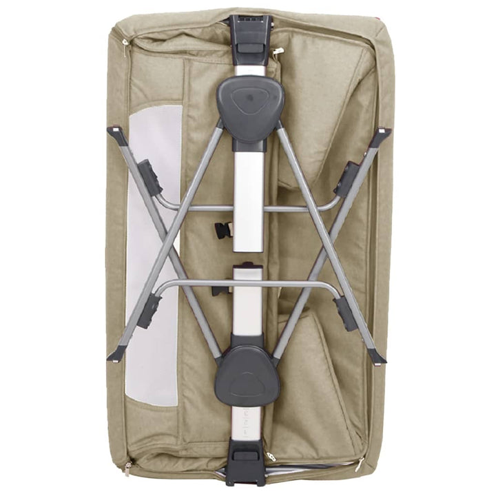 babyseng med madras linnedstof gråbrun