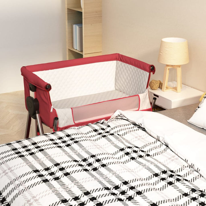 babyseng med madras linnedstof rød