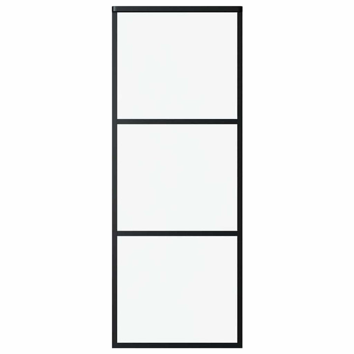 skydedør 3-panel 76x205 cm sikkerhedsglas og aluminium sort