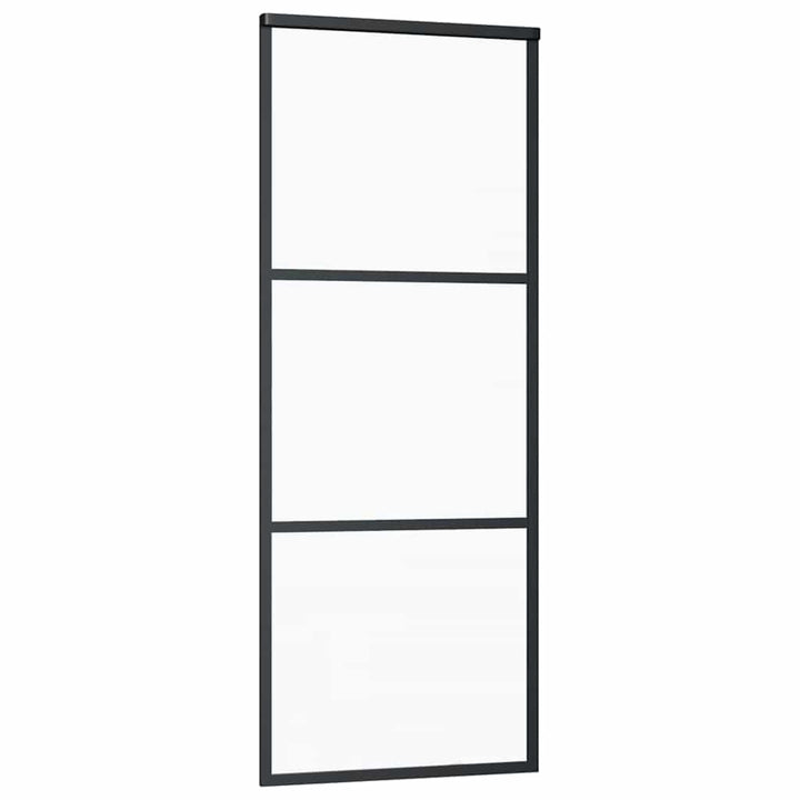 skydedør 3-panel 76x205 cm sikkerhedsglas og aluminium sort