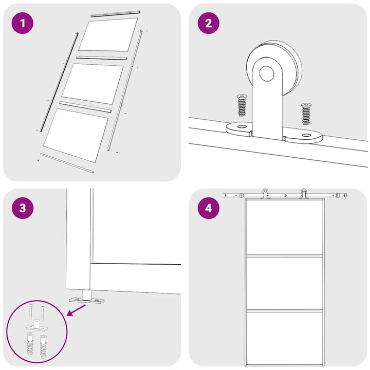 skydedør 102x205 cm sikkerhedsglas og aluminium  sort