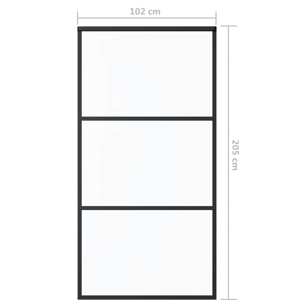 skydedør 102x205 cm sikkerhedsglas og aluminium  sort