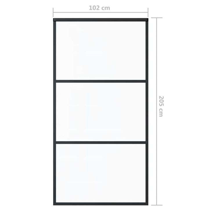 skydedør 102x205 cm sikkerhedsglas og aluminium  sort