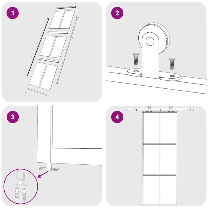skydedør 76x205 cm sikkerhedsglas og aluminium sort