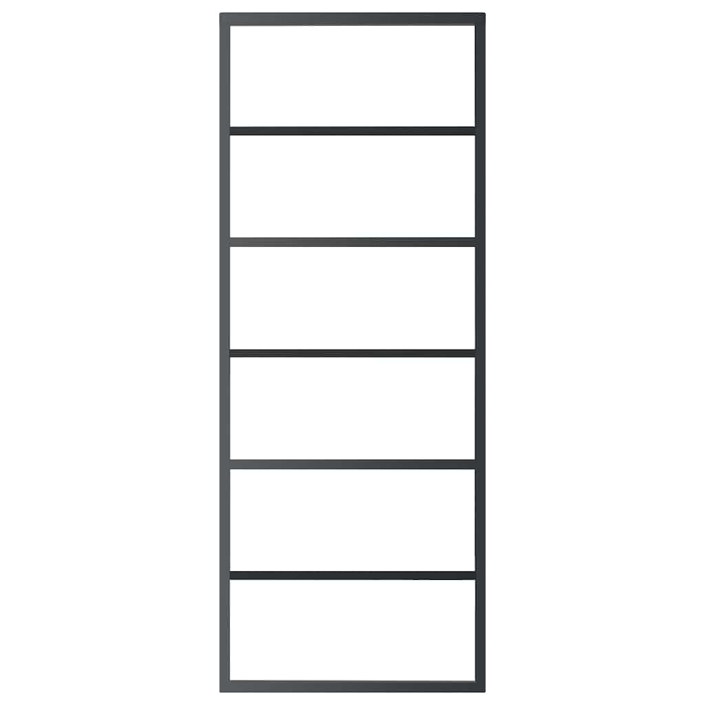 skydedør 76x205 cm sikkerhedsglas og aluminium sort