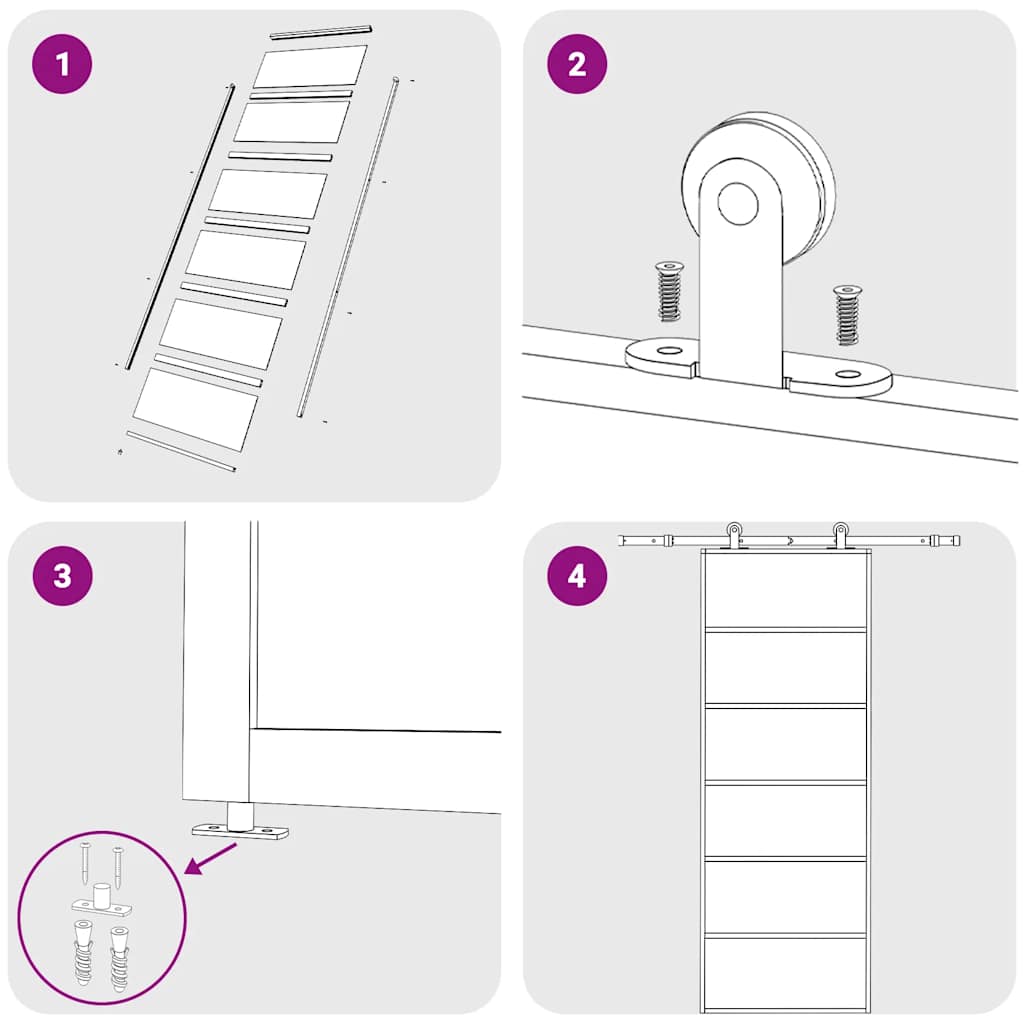 skydedør 76x205 cm sikkerhedsglas og aluminium sort