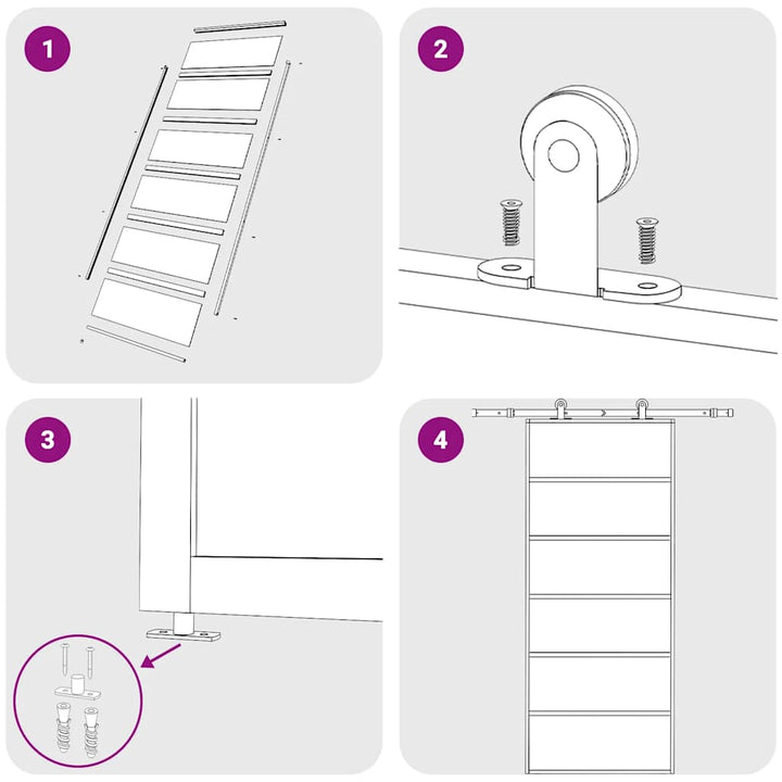 skydedør 90x205 cm sikkerhedsglas og aluminium sort