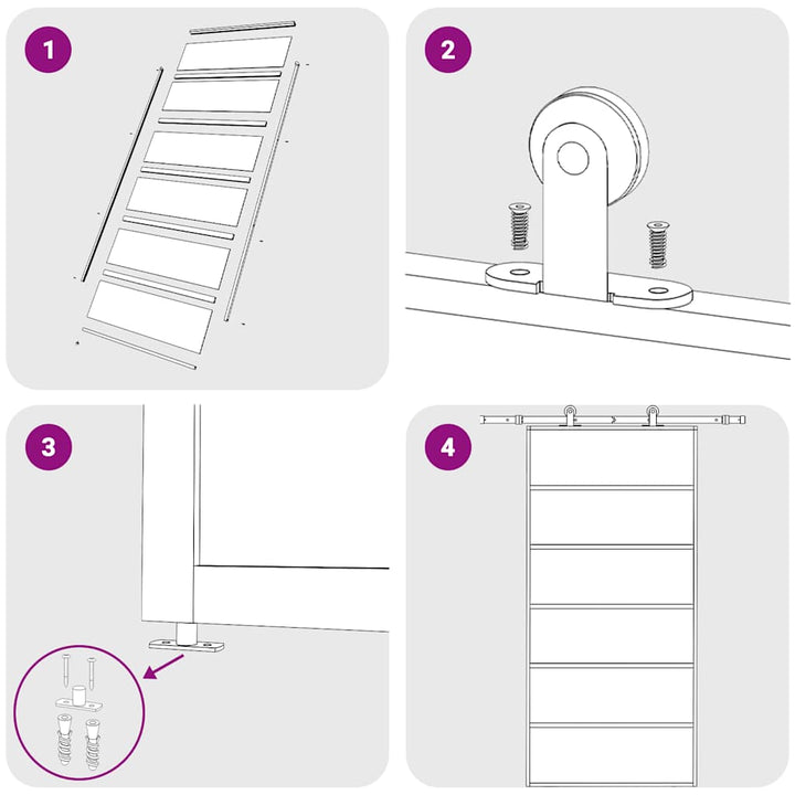 skydedør 102x205 cm sikkerhedsglas og aluminium  sort