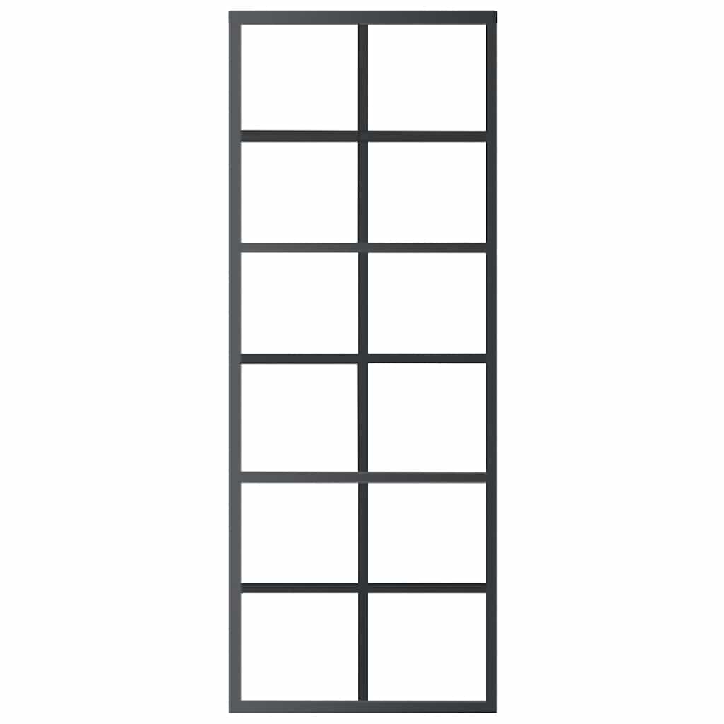 skydedør 76x205 cm sikkerhedsglas og aluminium sort