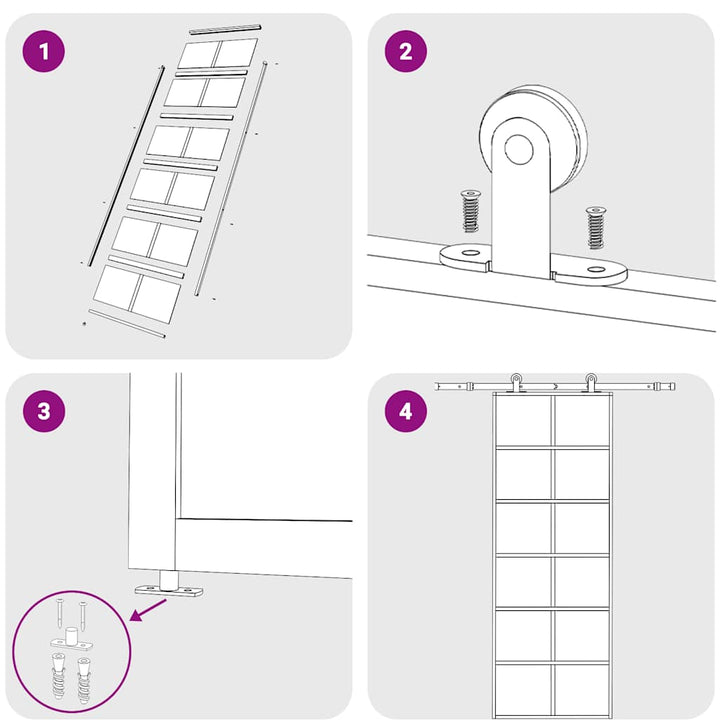 skydedør 76x205 cm sikkerhedsglas og aluminium sort