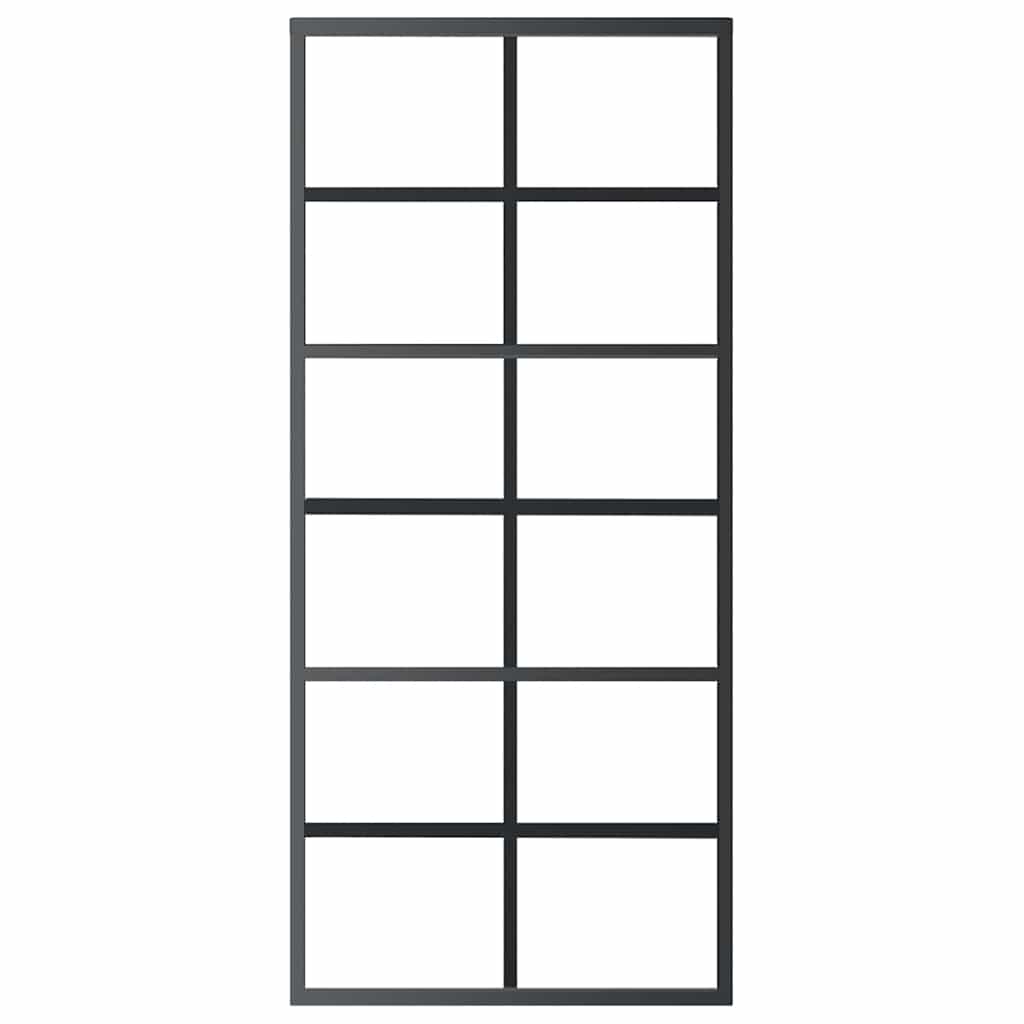 skydedør 90x205 cm sikkerhedsglas og aluminium sort