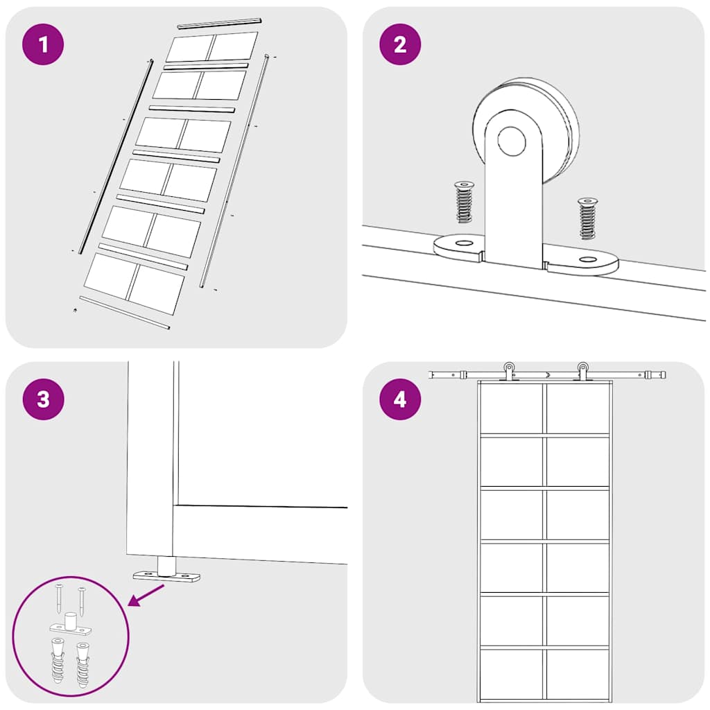 skydedør 90x205 cm sikkerhedsglas og aluminium sort