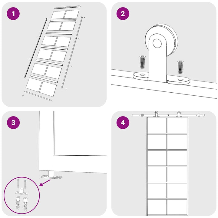 skydedør 90x205 cm sikkerhedsglas og aluminium sort