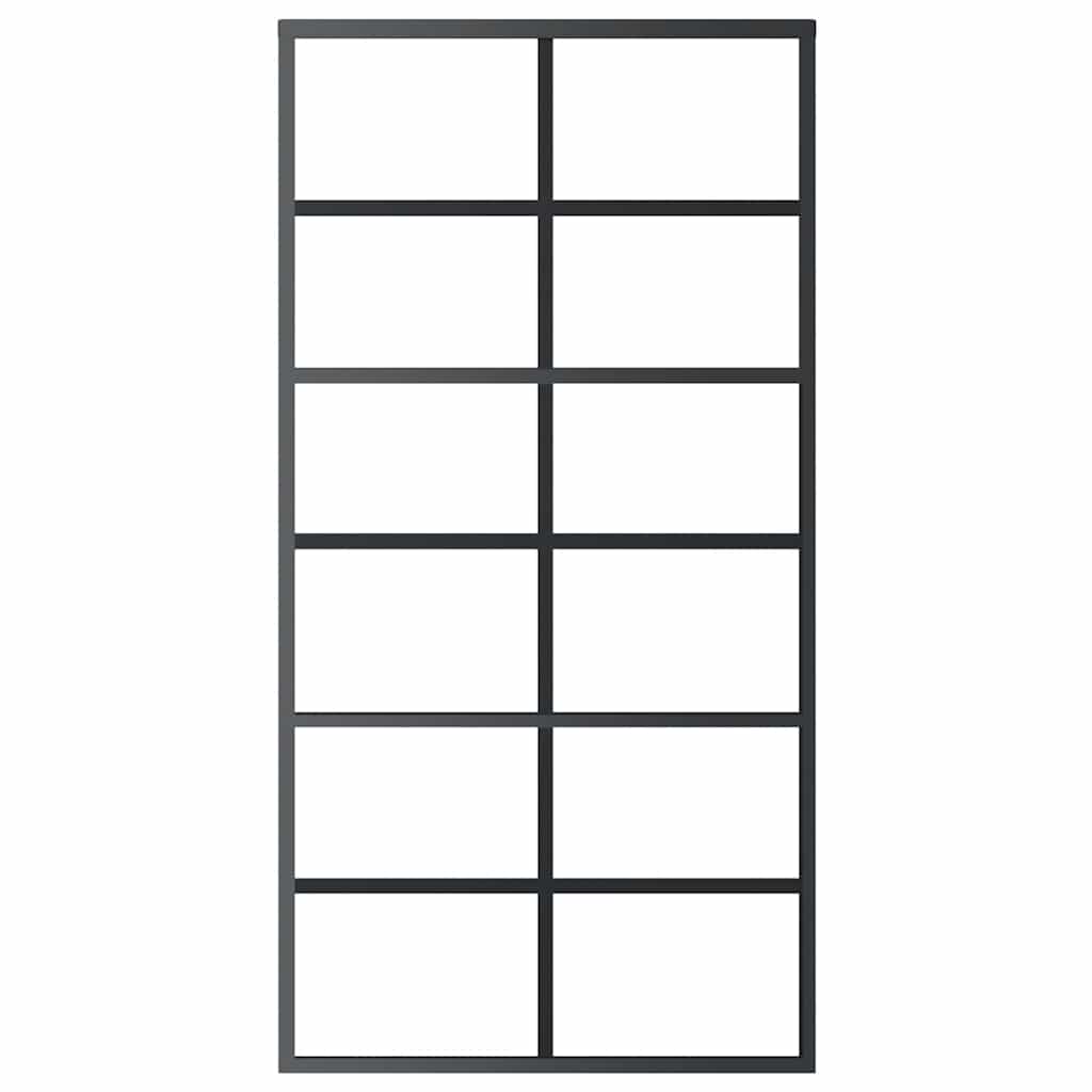 skydedør 102x205 cm sikkerhedsglas og aluminium  sort