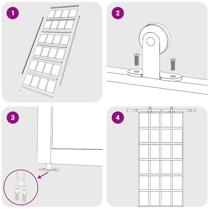 skydedør 102x205 cm sikkerhedsglas og aluminium  sort