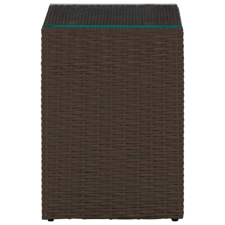 sideborde med glastop 3 stk. polyrattan brun
