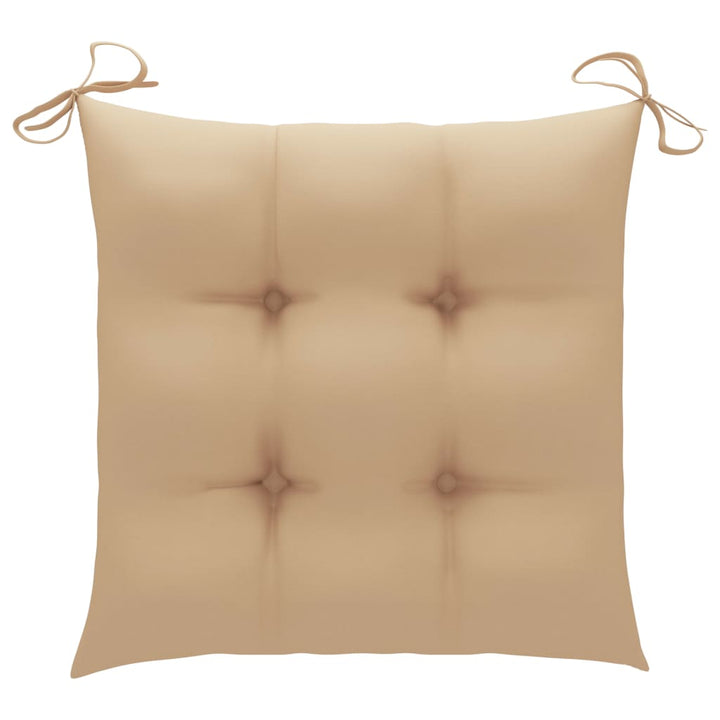 havestole 6 stk. med beige hynder massivt teaktræ