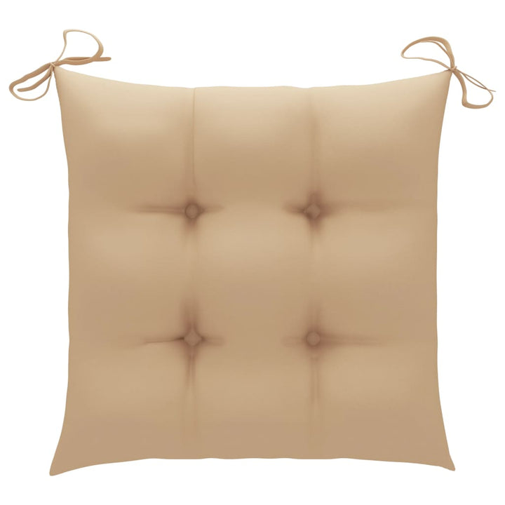 havestole 8 stk. med beige hynder massivt teaktræ