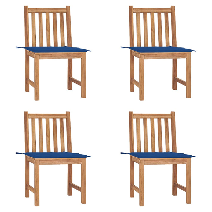 havestole 4 stk. med hynder massivt teaktræ