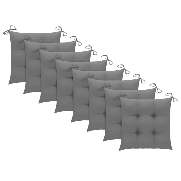 havestole 8 stk. med hynder massivt teaktræ