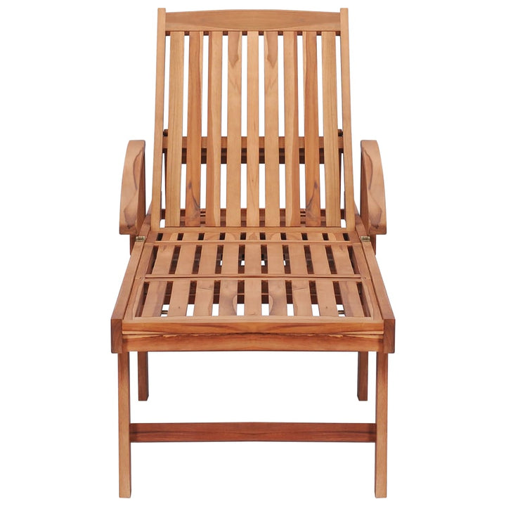 liggestole 2 stk. med beige hynde massivt teaktræ