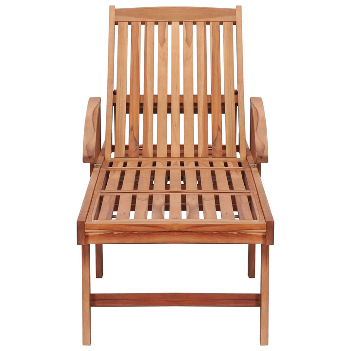 liggestole 2 stk. med vinrød hynde massivt teaktræ