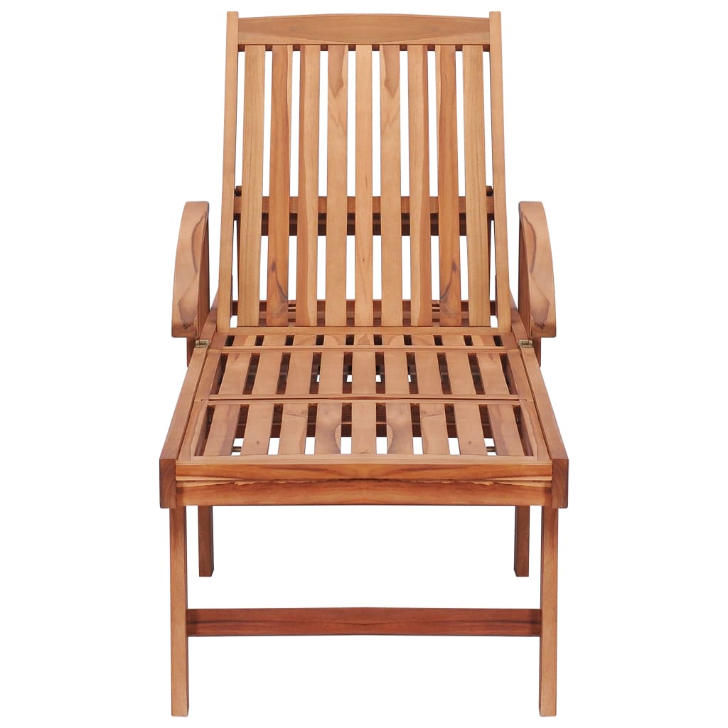 liggestole 2 stk. med kongeblå hynde massivt teaktræ