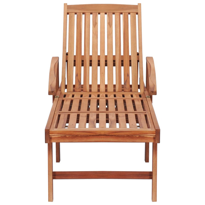 liggestole 2 stk. med kongeblå hynde massivt teaktræ