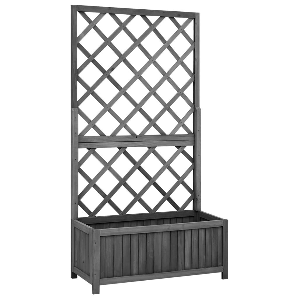plantekasse med espalier 70x30x135 cm massivt fyrretræ sort