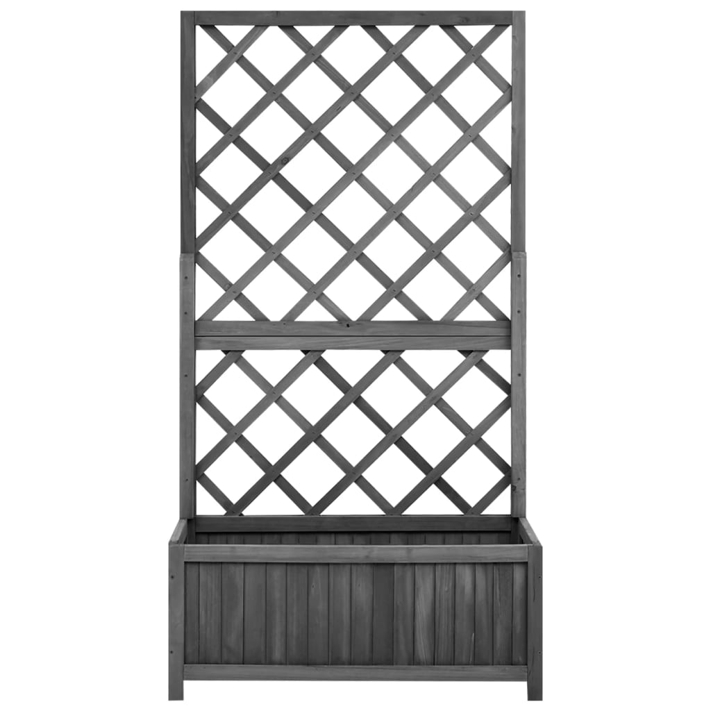 plantekasse med espalier 70x30x135 cm massivt fyrretræ sort
