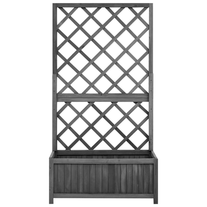 plantekasse med espalier 70x30x135 cm massivt fyrretræ sort