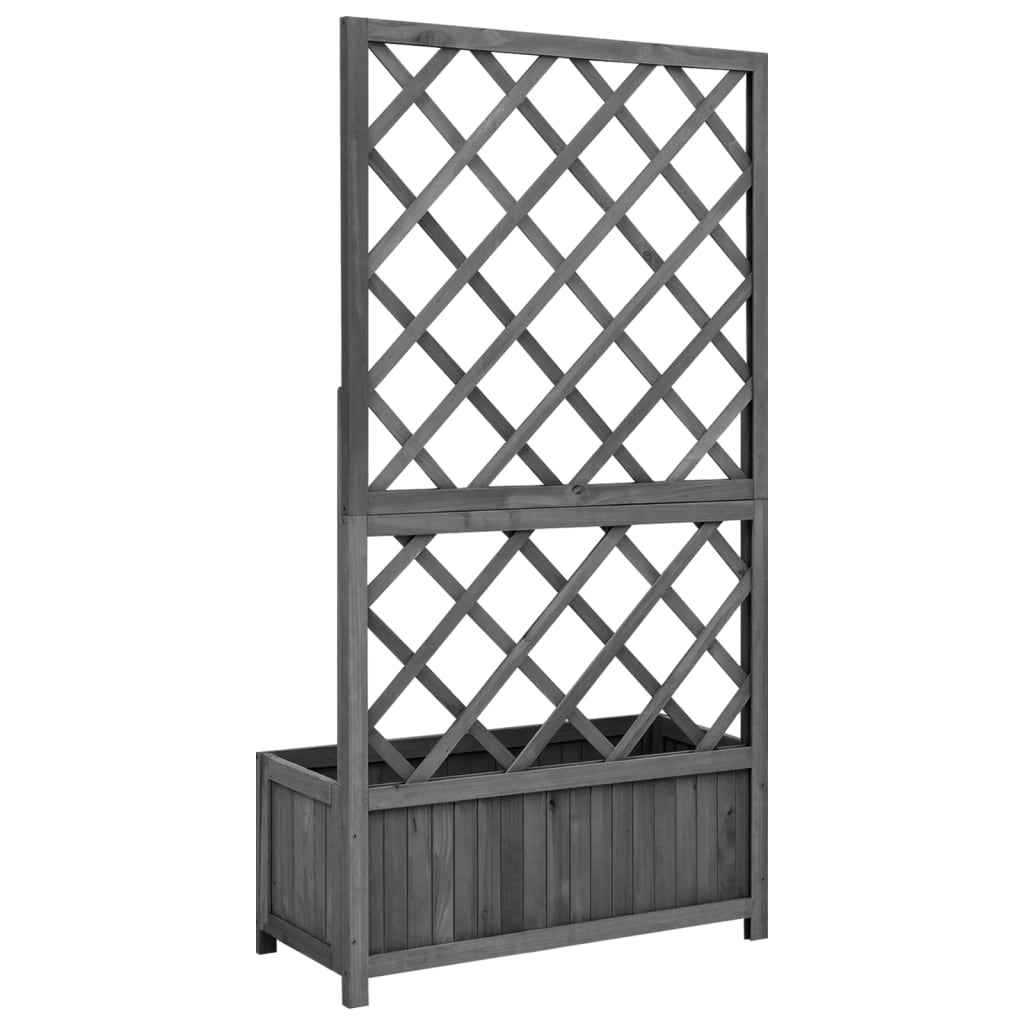 plantekasse med espalier 70x30x135 cm massivt fyrretræ sort
