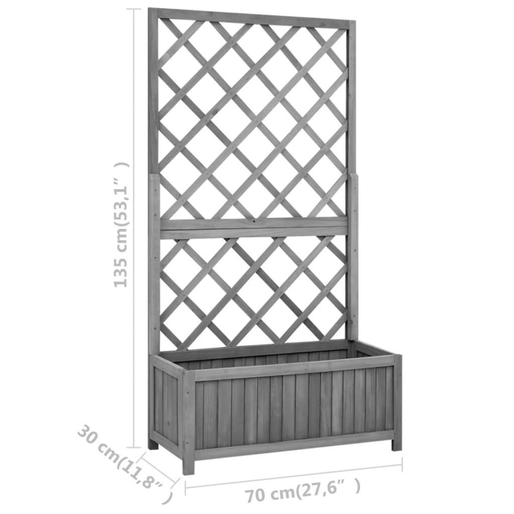 plantekasse med espalier 70x30x135 cm massivt fyrretræ sort