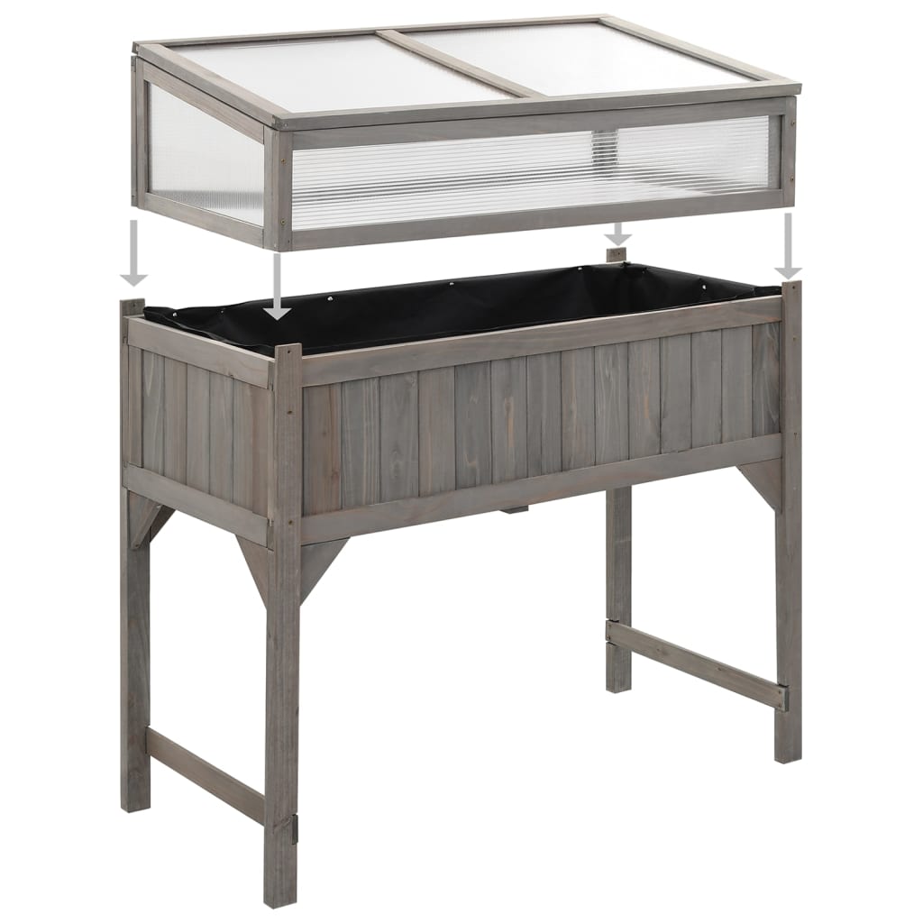 højbed med drivhus 110x54x120 cm massivt grantræ