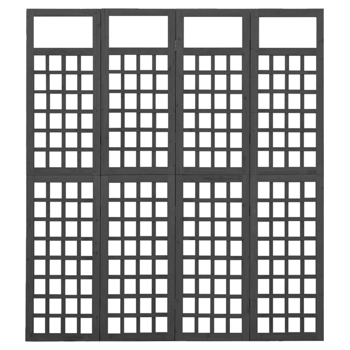 4-panels rumdeler/espalier 161x180 cm massivt grantræ sort