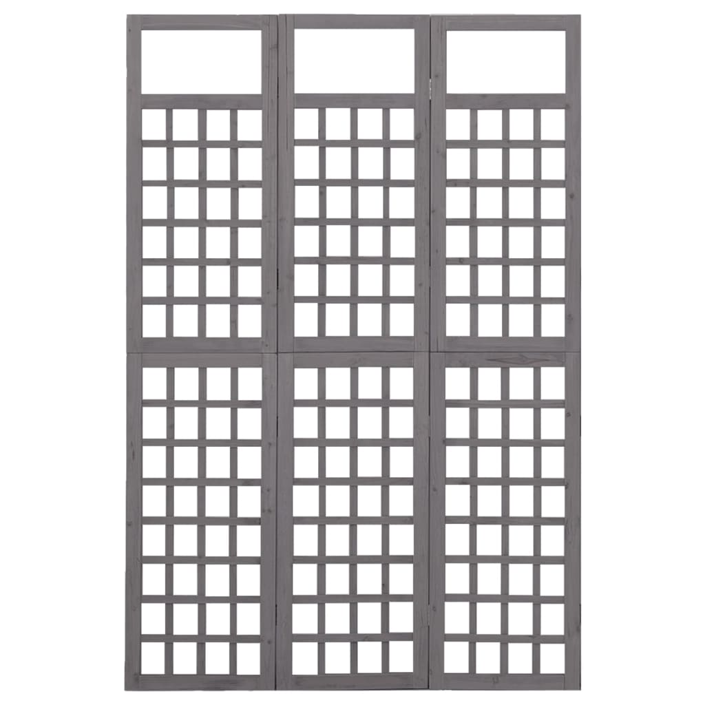 3-panels rumdeler/espalier 121x180 cm massivt grantræ grå