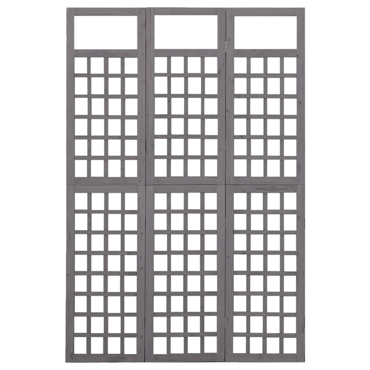 3-panels rumdeler/espalier 121x180 cm massivt grantræ grå