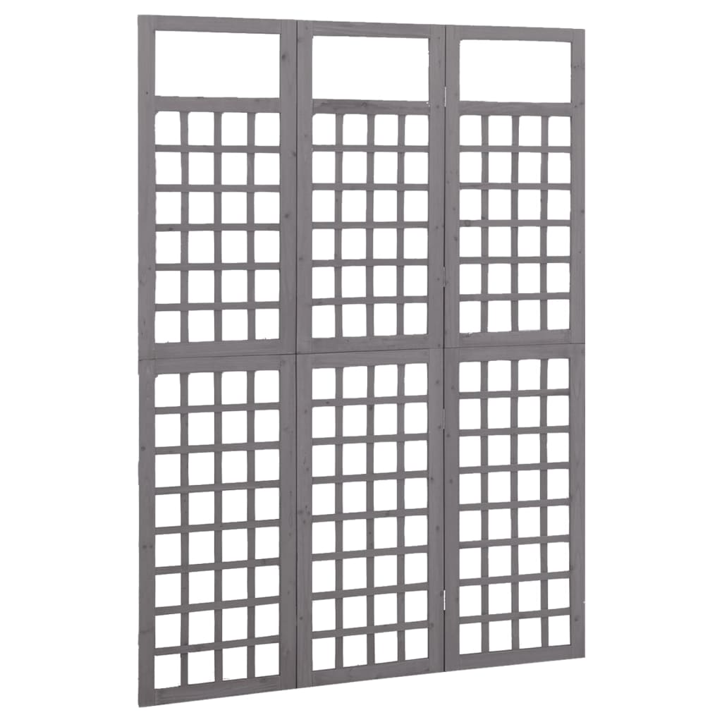 3-panels rumdeler/espalier 121x180 cm massivt grantræ grå