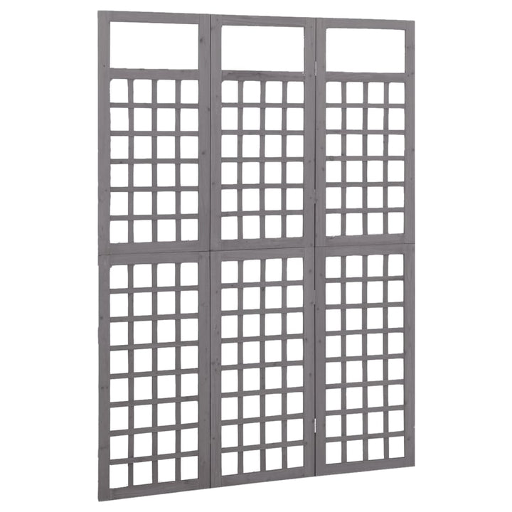 3-panels rumdeler/espalier 121x180 cm massivt grantræ grå