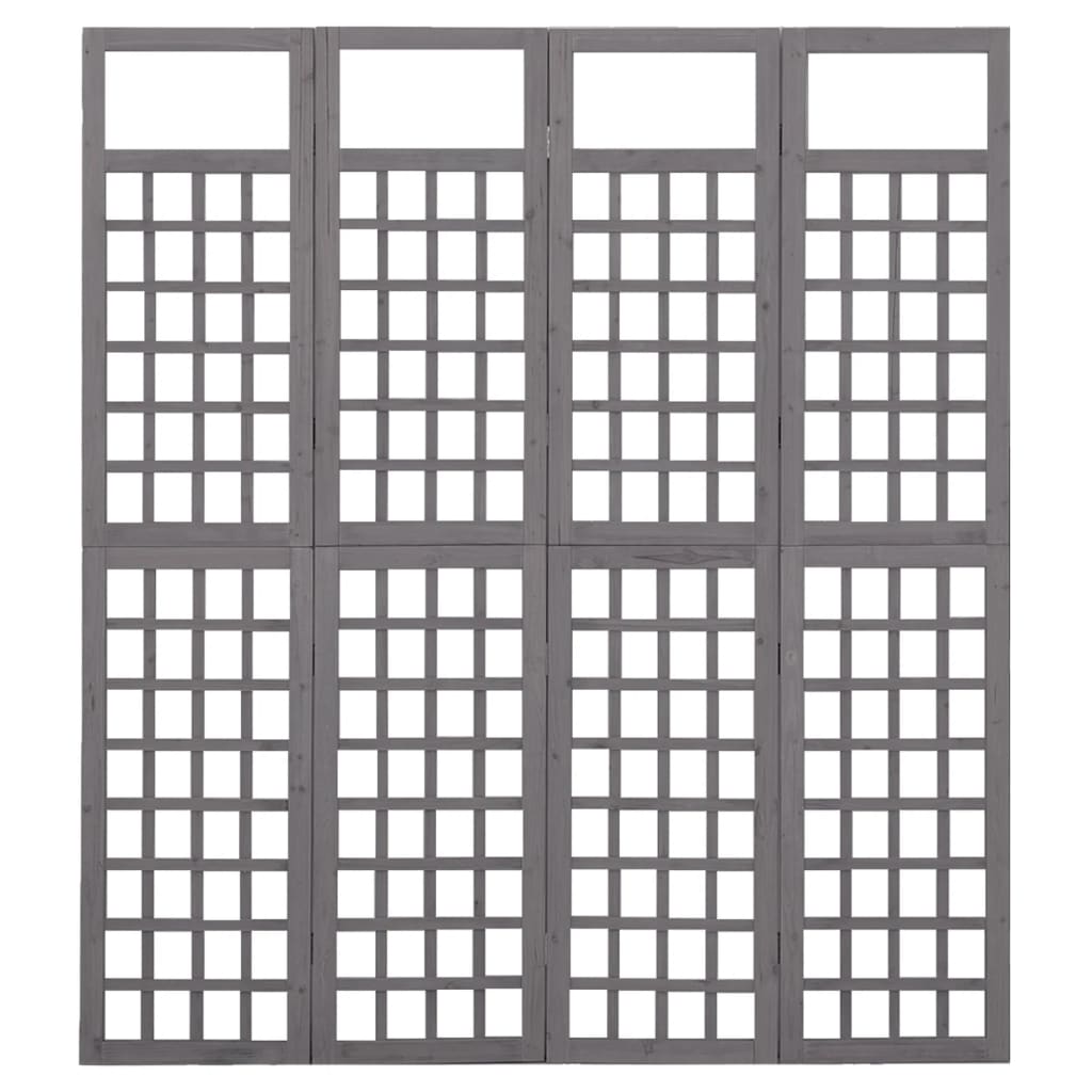 4-panels rumdeler/espalier 161x180 cm massivt grantræ grå