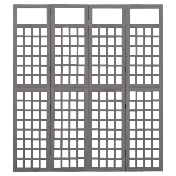 4-panels rumdeler/espalier 161x180 cm massivt grantræ grå