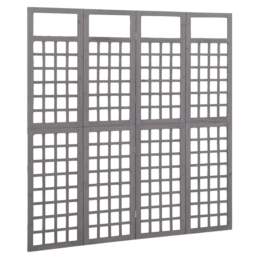 4-panels rumdeler/espalier 161x180 cm massivt grantræ grå