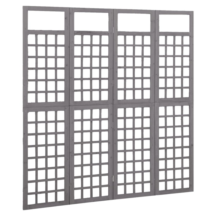 4-panels rumdeler/espalier 161x180 cm massivt grantræ grå