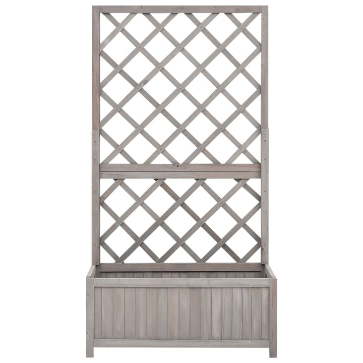 plantekasse med espalier 70x30x135 cm massivt fyrretræ grå