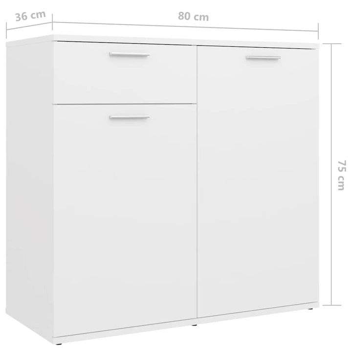 skænk 160x36x75 cm konstrueret træ hvid