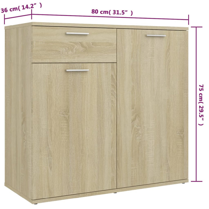 skænk 160x36x75 cm konstrueret træ sonoma-eg
